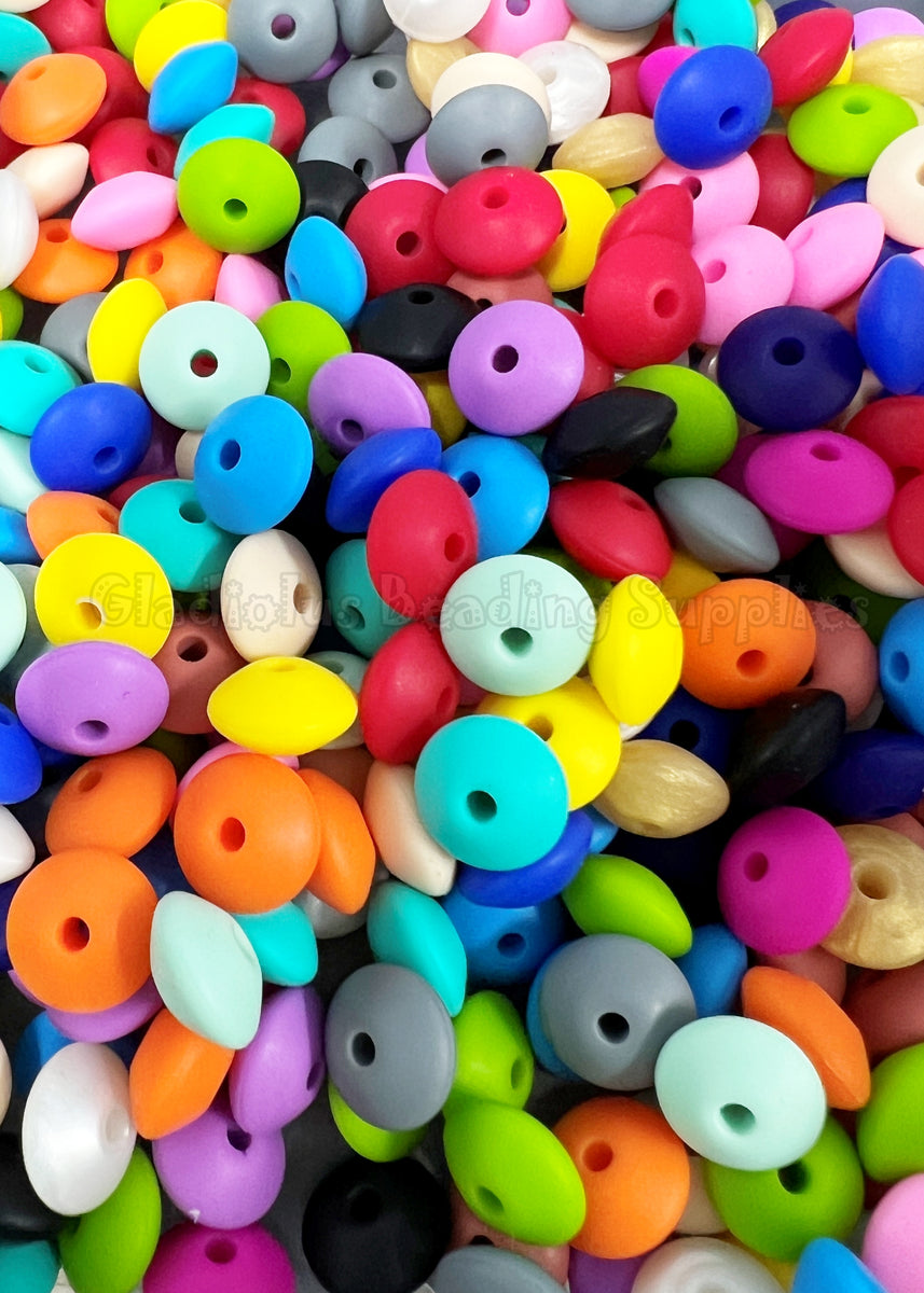 12mm Lentil Silicone Beads Gladiolus Beading Supplies LLC