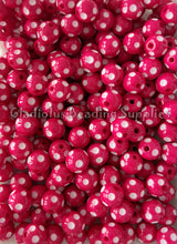 Load image into Gallery viewer, 12mm Hot Pink Polka Acrylic Beads - Polka Beads - Bubblegum Beads - Chunky Beads