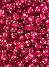 Load image into Gallery viewer, 12mm Hot Pink Polka Acrylic Beads - Polka Beads - Bubblegum Beads - Chunky Beads