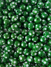 Load image into Gallery viewer, 12mm Dark Green Polka Acrylic Beads - Polka Beads - Bubblegum Beads - Chunky Beads