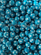 Load image into Gallery viewer, 12mm Blue Polka Acrylic Beads - Polka Beads - Bubblegum Beads - Chunky Beads