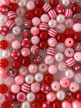Load image into Gallery viewer, 100qty 12mm Valentine Mixed Beads - Acrylic Mixed Beads - Bubblegum Beads - Chunky Beads