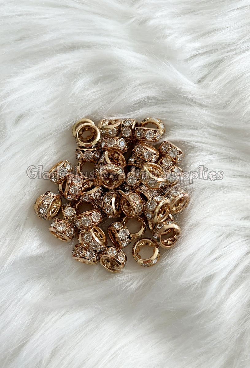 10 Pcs 12mm Rhinestone Spacer Round Spacers Metal Alloy Beads