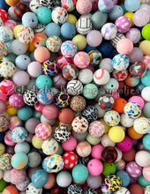 Load image into Gallery viewer, (Big Bundle) 500 Qty 15mm Mixed Solid/Print Beads - Round Silicone Beads - Randomly Assorted