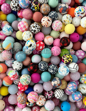 Load image into Gallery viewer, (Big Bundle) 500 Qty 15mm Mixed Solid/Print Beads - Round Silicone Beads - Randomly Assorted