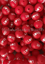 Load image into Gallery viewer, 15mm Love Print Silicone Bead, Loose Beads, Valentine's Day Beads