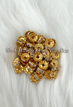 Load image into Gallery viewer, 25 Pcs 10mm Rhinestone Spacer - Round Spacers - Metal Alloy Beads