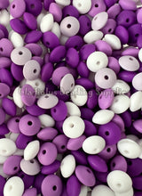 Load image into Gallery viewer, 12mm Purple Theme Lentil Beads - Spacer Beads - Silicone Beads