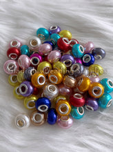 Load image into Gallery viewer, 10 Pcs 14mm - Pearl Round Spacer - Big Hole - Round Spacers - Metal Alloy Beads