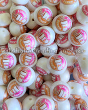 Load image into Gallery viewer, 20mm Coffee Cup D Matte Print - White Acrylic Matte Beads - Bubblegum Beads - Chunky Beads