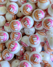 Load image into Gallery viewer, 20mm Coffee Cup D Matte Print - White Acrylic Matte Beads - Bubblegum Beads - Chunky Beads