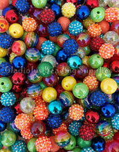 Load image into Gallery viewer, 16mm Red/Orange/Yellow/Green Mixed Beads - Rainbow Theme - Random Assorted Acrylic Beads - Bubblegum Beads - Chunky Beads