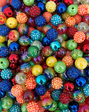 Load image into Gallery viewer, 16mm Red/Orange/Yellow/Green Mixed Beads - Rainbow Theme - Random Assorted Acrylic Beads - Bubblegum Beads - Chunky Beads