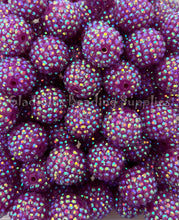 Load image into Gallery viewer, 20mm Plum Rhinestone Beads - Acrylic Beads - Bubblegum Beads - Chunky Beads