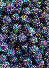 Load image into Gallery viewer, 16mm Dark Purple Rhinestone Beads - Acrylic Beads - Bubblegum Beads - Chunky Beads