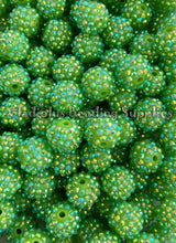Load image into Gallery viewer, 16mm Solid Green Rhinestone Beads - Acrylic Beads - Bubblegum Beads - Chunky Beads