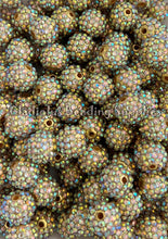 Load image into Gallery viewer, 16mm Platinum Rhinestone Beads - Acrylic Beads - Bubblegum Beads - Chunky Beads