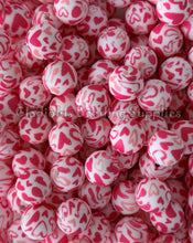 Load image into Gallery viewer, 15mm Heart Colorful Print Silicone Bead, Loose Beads, Valentine's Day Beads