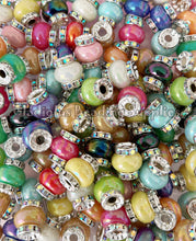 Load image into Gallery viewer, 10 Pcs 14mm - Rhinestone AB Round Spacer - Big Hole - Round Spacers - Metal Alloy Beads
