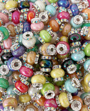 Load image into Gallery viewer, 10 Pcs 14mm - Rhinestone AB Round Spacer - Big Hole - Round Spacers - Metal Alloy Beads