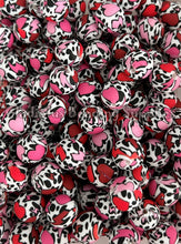 Load image into Gallery viewer, 15mm Heart Colorful Print Silicone Bead, Loose Beads, Valentine's Day Beads