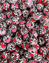 Load image into Gallery viewer, 15mm Heart Colorful Print Silicone Bead, Loose Beads, Valentine's Day Beads