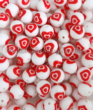 Load image into Gallery viewer, 15mm Heart Colorful Print Silicone Bead, Loose Beads, Valentine's Day Beads