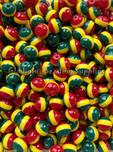 Load image into Gallery viewer, 12mm Red/Green Striped Acrylic Beads - Acrylic Striped Beads - Bubblegum Beads - Chunky Beads