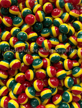 Load image into Gallery viewer, 12mm Red/Green Striped Acrylic Beads - Acrylic Striped Beads - Bubblegum Beads - Chunky Beads