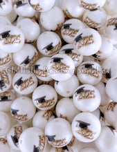 Load image into Gallery viewer, 20mm Class of 2025 - Graduate Matte Print - White Acrylic Matter Beads - Bubblegum Beads - Chunky Beads