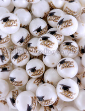 Load image into Gallery viewer, 20mm Class of 2025 - Graduate Matte Print - White Acrylic Matter Beads - Bubblegum Beads - Chunky Beads