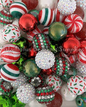 Load image into Gallery viewer, 50 Qty 20mm Christmas Mixed Beads  - Acrylic Mixed Beads - Chunky Beads