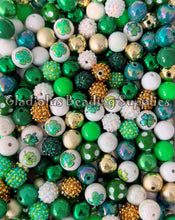 Load image into Gallery viewer, 16mm Mixed St Patrick Beads - Acrylic Beads - Bubblegum Beads - Chunky Beads