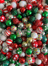Load image into Gallery viewer, 16mm Christmas Mixed Beads - Random Assorted Acrylic Beads - Bubblegum Beads - Chunky Beads