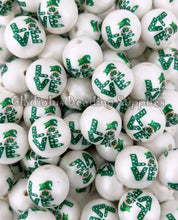 Load image into Gallery viewer, 20mm LOVE/CLOVER - St. Patrick Matte Print - White Acrylic Matte Beads - Bubblegum Beads - Chunky Beads