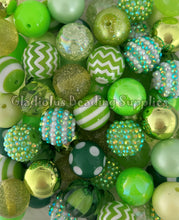 Load image into Gallery viewer, 50 Qty 20mm St. Patrick's Day Mixed Beads - Acrylic Green Mixed Beads - Chunky Beads