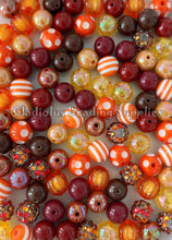 Load image into Gallery viewer, 100qty 12mm Fall #3 Mixed Beads - Acrylic Mixed Beads - Bubblegum Beads - Chunky Beads