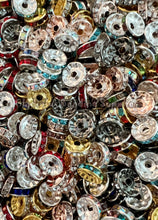 Load image into Gallery viewer, 500 Pcs 10mm Rhinestone Spacer - Random Mixed Colors - Round Spacers - Metal Alloy Beads