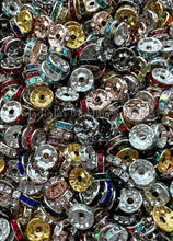 Load image into Gallery viewer, 500 Pcs 10mm Rhinestone Spacer - Random Mixed Colors - Round Spacers - Metal Alloy Beads