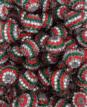Load image into Gallery viewer, 20mm Red/Green Christmas Rhinestone Beads - Acrylic Beads - Bubblegum Beads - Chunky Beads