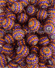 Load image into Gallery viewer, 20mm Purple/Orange Halloween Rhinestone Beads - Acrylic Beads - Bubblegum Beads - Chunky Beads