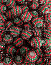 Load image into Gallery viewer, 20mm Red/Green Christmas Rhinestone Beads - Acrylic Beads - Bubblegum Beads - Chunky Beads