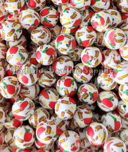 Load image into Gallery viewer, 15mm Apple Print Silicone Bead, Loose Beads, Come Back School, Teaching Beads