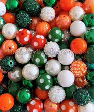 Load image into Gallery viewer, 16mm Orange/Green Mixed Beads - Random Assorted Acrylic Beads - Bubblegum Beads - Chunky Beads