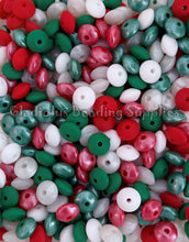 Load image into Gallery viewer, 12mm Christmas Mixed Lentil Beads - Opal/Solid Beads - Spacer Beads - Silicone Beads