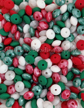 Load image into Gallery viewer, 12mm Christmas Mixed Lentil Beads - Opal/Solid Beads - Spacer Beads - Silicone Beads