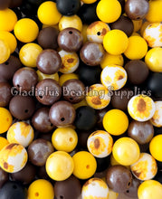 Load image into Gallery viewer, 15mm Sunflower Mixed Theme, Solid/Print/Opal Color Beads, Silicone Bead, Loose Beads