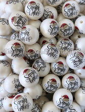 Load image into Gallery viewer, 20mm Santa Baby Beads - Christmas Matte Print - White Acrylic Matte Beads - Bubblegum Beads - Chunky Beads