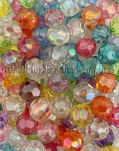 Load image into Gallery viewer, 16mm Clear Faceted Mixed Beads - Acrylic Beads - Bubblegum Beads - Chunky Beads