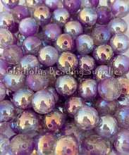 Load image into Gallery viewer, 16mm Purple Glitter UV Beads - Acrylic Beads - Bubblegum Beads - Chunky Beads